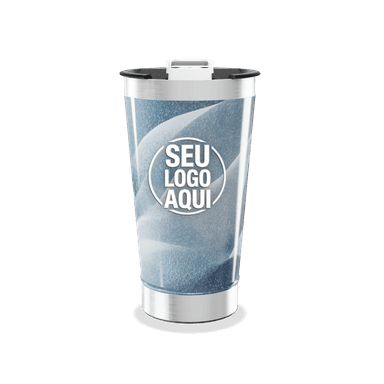 Copo Térmico Azul Com Tampa Prata personalizado