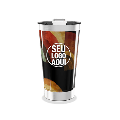 Copo Térmico Preto Com Estampa Colorida personalizado