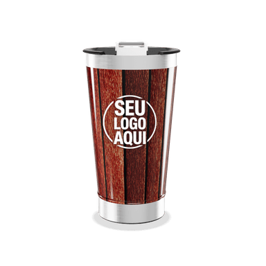 Copo Térmico Estampa Madeira Aço Inox personalizado