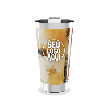 Copo Térmico Abstrato Amarelo Aço Inox personalizado