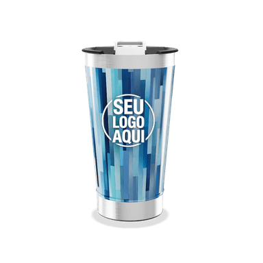 Copo Térmico Azul Com Estampa Listrada personalizado