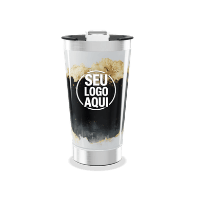 Copo Térmico Preto E Dourado Inox personalizado