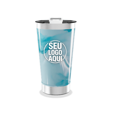 Copo Térmico Azul Mármore Aço Inox personalizado