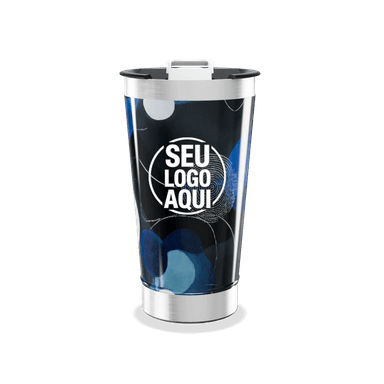 Copo Térmico Azul Com Estampa Abstrata personalizado