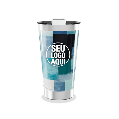 Copo Térmico Estampa Geométrica Azul personalizado