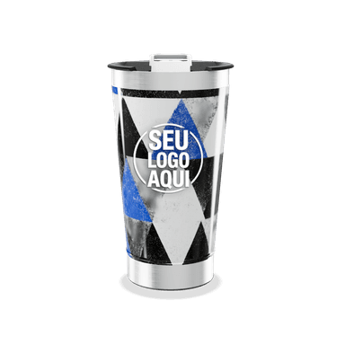 Copo Térmico Geométrico Azul E Preto personalizado