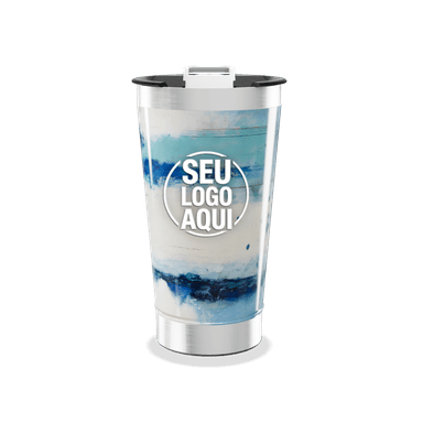 Copo Térmico Azul Com Estampa Abstrata personalizado