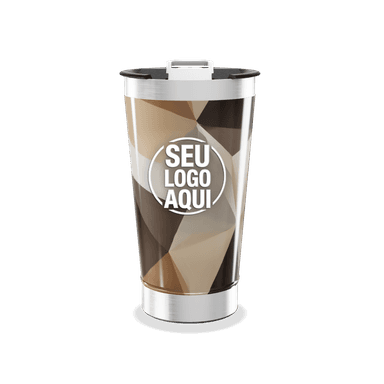 Copo Térmico Geométrico Marrom Aço Inox personalizado