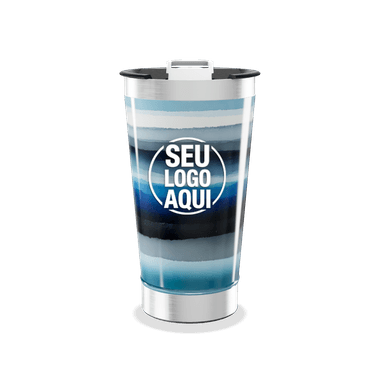 Copo Térmico Azul Listrado Inox personalizado