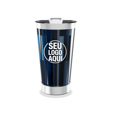 Copo Térmico Azul Com Listras Geométricas personalizado