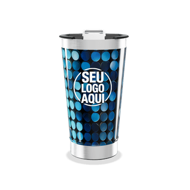 Copo Térmico Azul Com Bolinhas personalizado