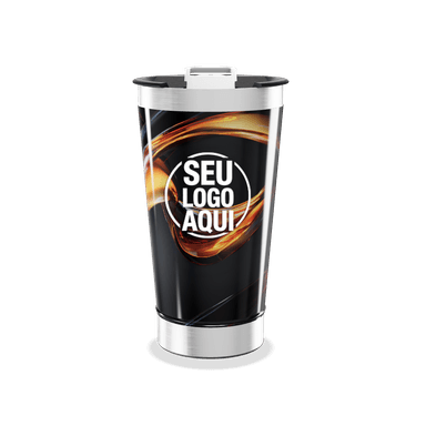 Copo Térmico Preto Com Estampa Fluida personalizado