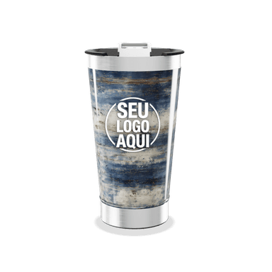 Copo Térmico Estampa Azul E Bege personalizado
