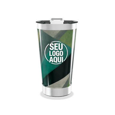 Copo Térmico Verde Com Estampa Geométrica personalizado