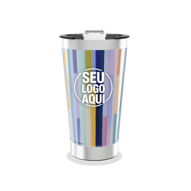 Copo Térmico Listras Coloridas Inox personalizado