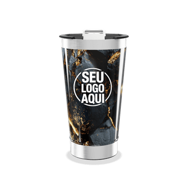 Copo Térmico Mármore Preto E Dourado personalizado