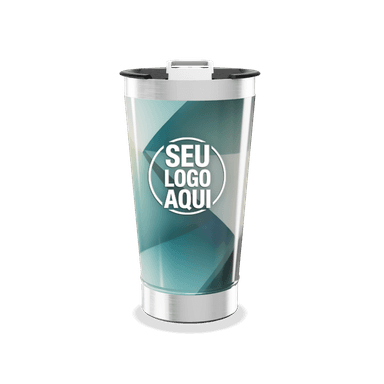 Copo Térmico Azul Geométrico Inox personalizado