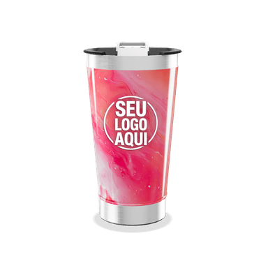 Copo Térmico Rosa Marmorizado Inox personalizado