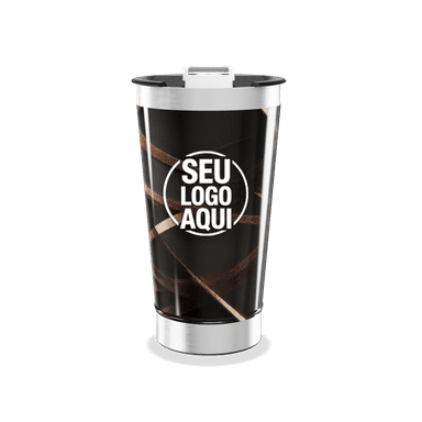 Copo Térmico Preto Design Listrado personalizado