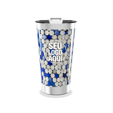Copo Térmico Azul E Branco Com Bolinhas personalizado