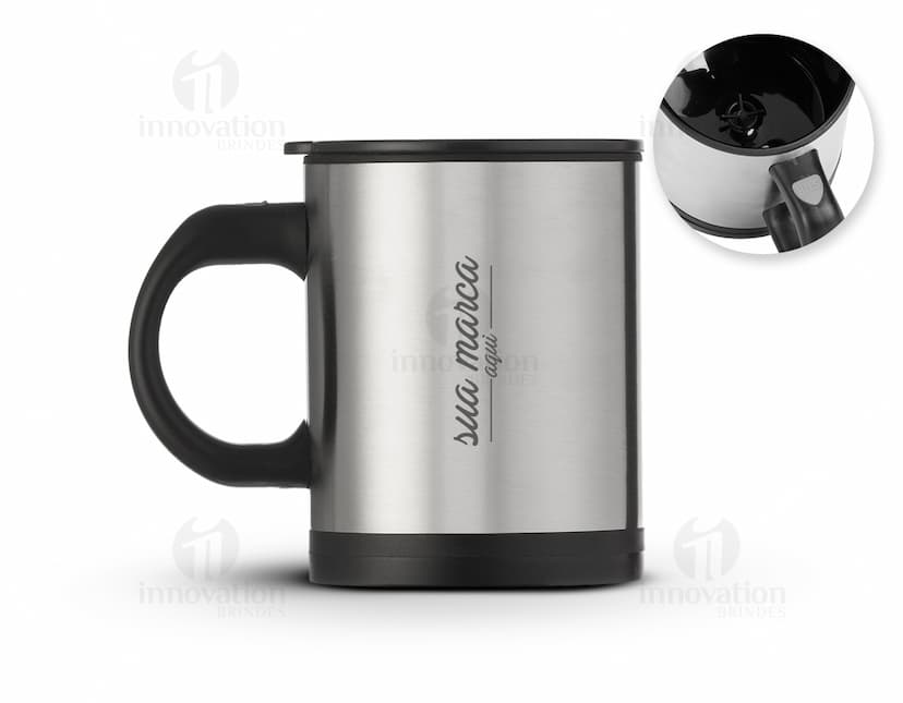 Caneca Mixer 400ml de alumínio isolada para chá, café e outras bebidas quentes. Resistente e durável, perfeita para seu momento de relaxamento. Aproveite a qualidade do aço inoxidável e do design moderno desta caneca fabricada especialmente para você. Adquira já a sua!