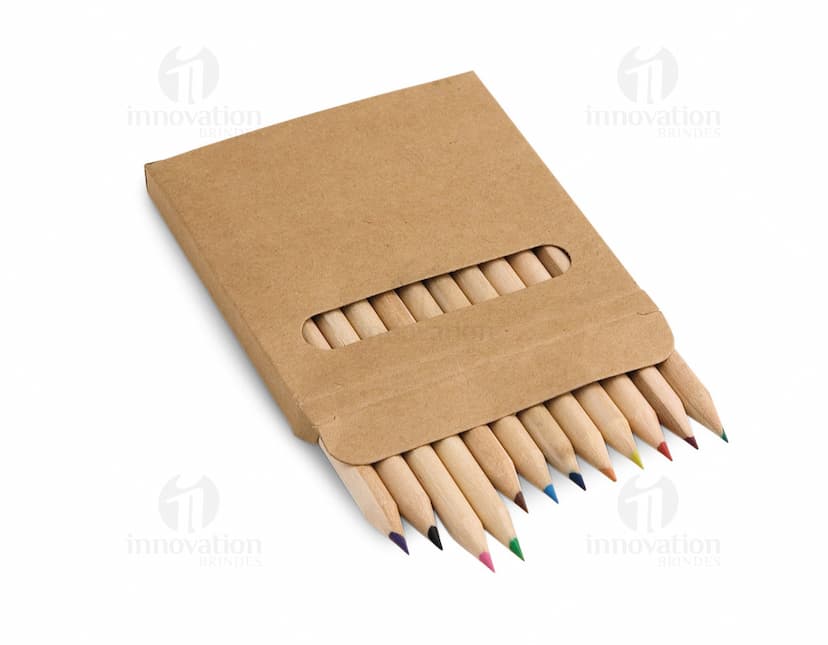 Caixa eco com 12 mini lápis de cor.