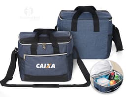 18-liter cooler bag with mesh pockets, perfect for storing food and drinks during trips or outings. Modern and elegant design