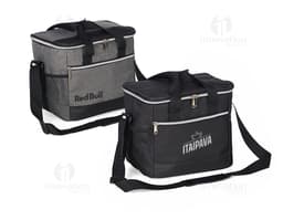 18-liter cooler bag with mesh pockets, perfect for storing food and drinks during trips or outings. Modern and elegant design
