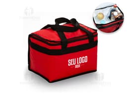Bolsa térmica bagum 13L soldada na cor preta, vazio, com alça de mão, fecho em zíper, ideal para transportar alimentos e