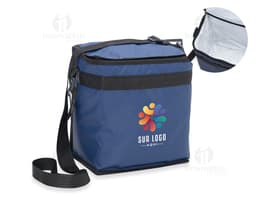 Bolsa térmica de 11 litros para viagens e compras, feita em nylon resistente. Com alça para fácil transporte e zíper para