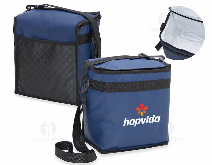 Bolsa térmica de 11 litros ideal para viagens e passeios! Feita em nylon resistente, possui alça para transporte, fechamento em zíper e espaço interno amplo para armazenar alimentos e bebidas. Mantenha seus produtos sempre frescos e refrigerados com estilo e praticidade. Perfeita para quem busca uma opção fashion e casual. Garanta já a sua!
