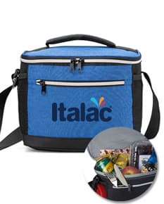 Bolsa térmica de 10 litros com bolsos, em couro na cor preta, com alça e fecho de metal. Ideal para viagens e armazenamento de alimentos e medicamentos. Estilo moderno e elegante, perfeito para negócios e lazer. Acabamento de luxo e bolsos para melhor organização.