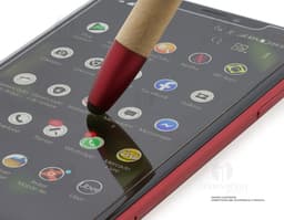 Caneta ecológica com suporte: a melhor opção para o seu escritório sustentável! Feita de material reciclado e com design