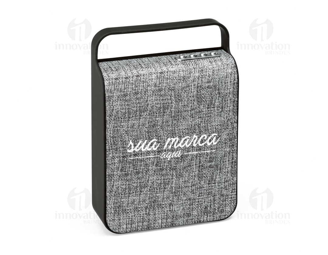 Caixa de som de luxo em couro preto - Perfeita para presentear ou para uso pessoal. Design moderno e elegante, com alça de