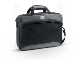 Pasta notebook 600D 2Tone 15,6" em couro preto com alça e fecho de metal. Ideal para viagens de negócios ou uso pessoal, com