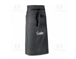 Avental de algodão poliéster preto, elegante e moderno, com bolsos e feito de material resistente. Ideal para uso casual ou