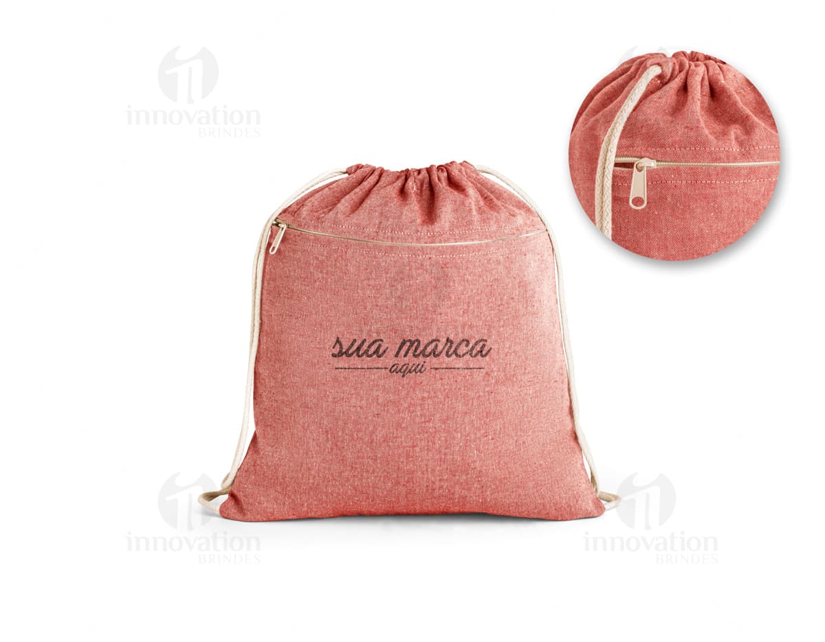 mochila saco de algodão 370 x 410 mm Personalizado