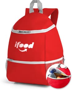 Mochila térmica de 600D preta com bolso frontal, feita de couro e nylon, possui alça de transporte e zíper. Ideal para viagens e armazenamento de objetos. Elegante e moderna, é perfeita para uso pessoal ou empresarial.