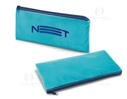 Estojo lápis non-woven 100 g 210x110 em formato de caixa retangular, vazio, colorido em amarelo, feito de plástico. O estojo