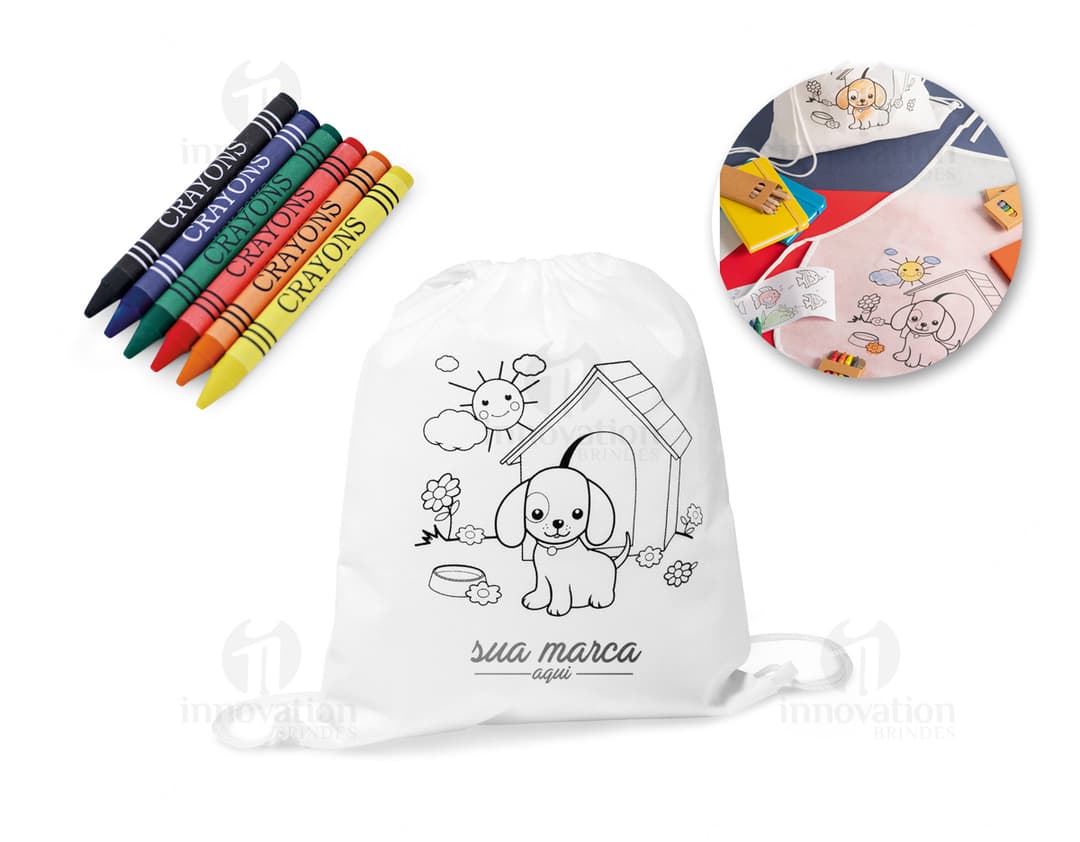 Mochila saco para colorir - O presente perfeito para estimular a criatividade! Personalize e presenteie com esta mochila