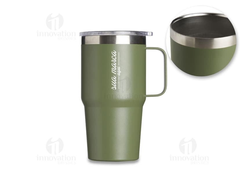 Imagem de uma caneca térmica em aço inoxidável de 700ml, perfeita para manter suas bebidas quentes por mais tempo. Ideal para café, chá ou qualquer outra bebida. Produto durável e prático para o dia a dia. Adquira já a sua! #CanecaTérmica #AçoInoxidável #700ml #BebidasQuentes