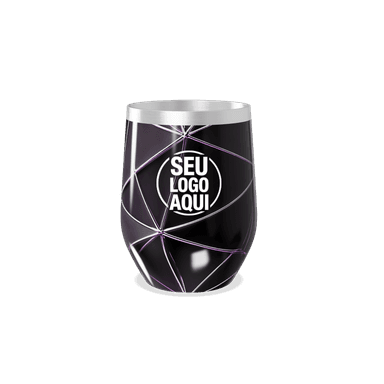 Copo Térmico Slim Preto Com Linhas Metálicas personalizado