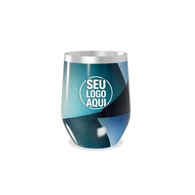 Copo Térmico Slim Aço Inox Azul Geométrico personalizado