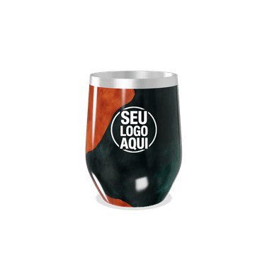 Copo Térmico Slim Preto E Laranja Marmorizado personalizado