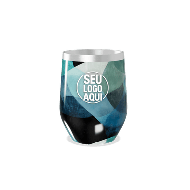 Copo Térmico Slim Azul Geométrico Inox personalizado