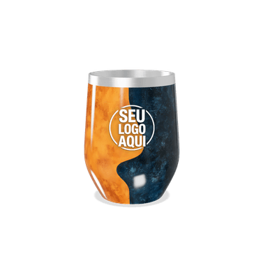 Copo Térmico Slim Mármore Azul Laranja personalizado