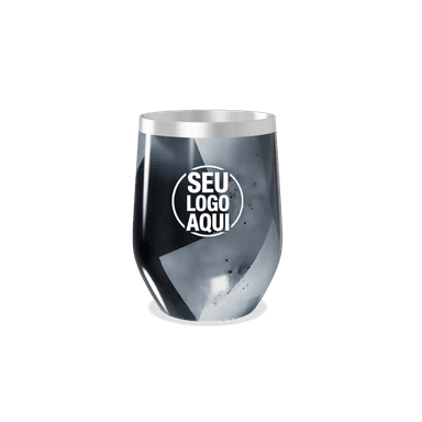Copo Térmico Slim Geométrico Preto E Prata personalizado