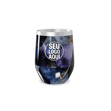 Copo Térmico Slim Azul Geométrico Aço personalizado