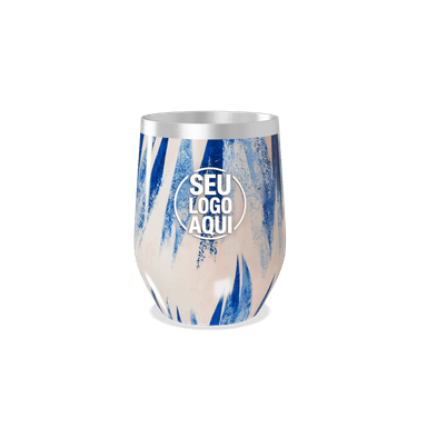 Copo Térmico Slim Azul E Branco Abstrato personalizado