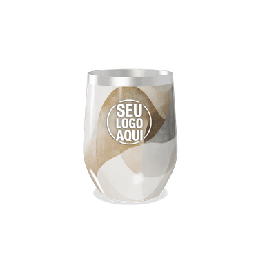 Copo Térmico Slim Abstrato Bege Aço Inox personalizado